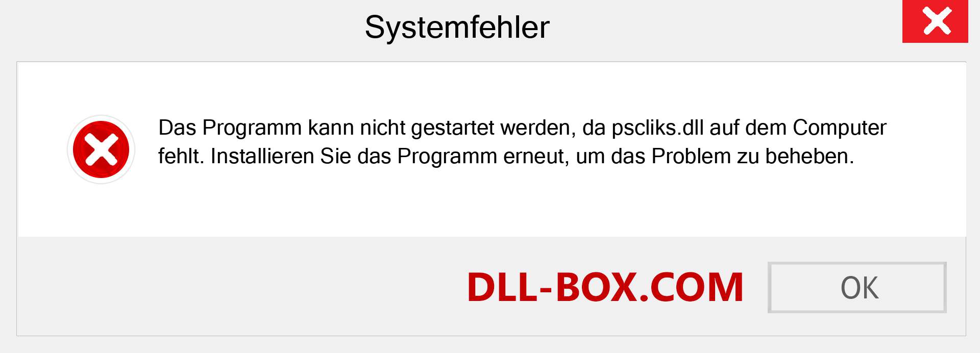 pscliks.dll-Datei fehlt?. Download für Windows 7, 8, 10 - Fix pscliks dll Missing Error unter Windows, Fotos, Bildern