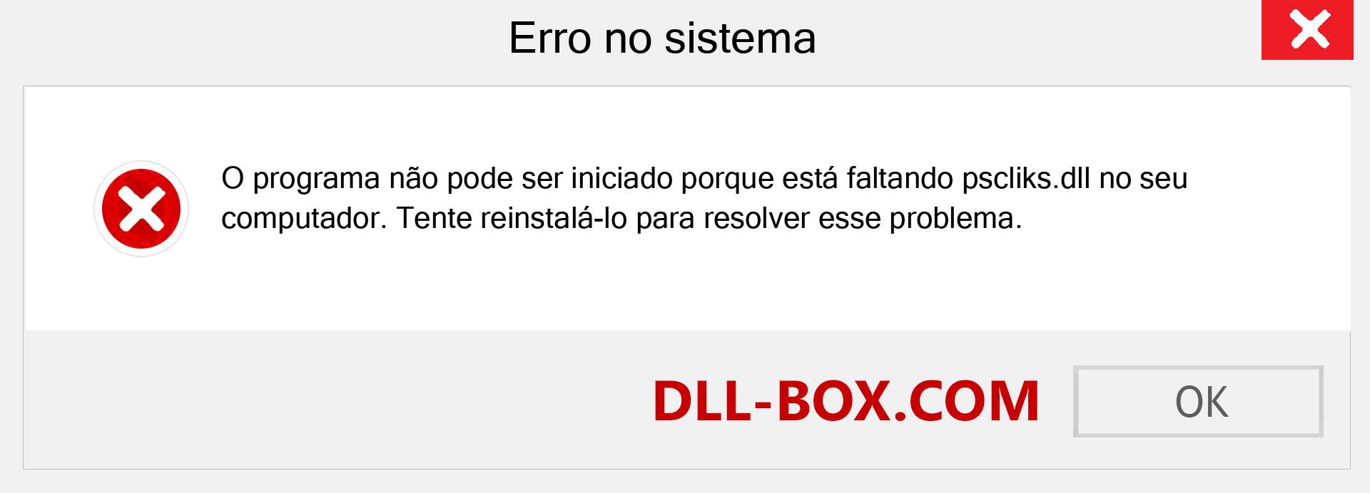 Arquivo pscliks.dll ausente ?. Download para Windows 7, 8, 10 - Correção de erro ausente pscliks dll no Windows, fotos, imagens